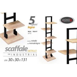 Il numero 1 del risparmio-SCAFFALE MODULARE IN LEGNO RETTANGOLARE CON 5  RIPIANI 30 X 30 X H131 CM